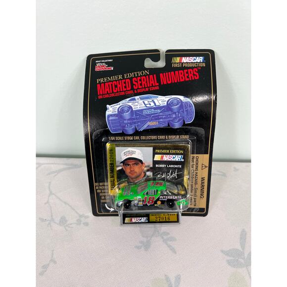 Vintage 1995 Bobby Labonte 1:64 Stock Car Collectors Card & Display Stand - Picture 1 of 4